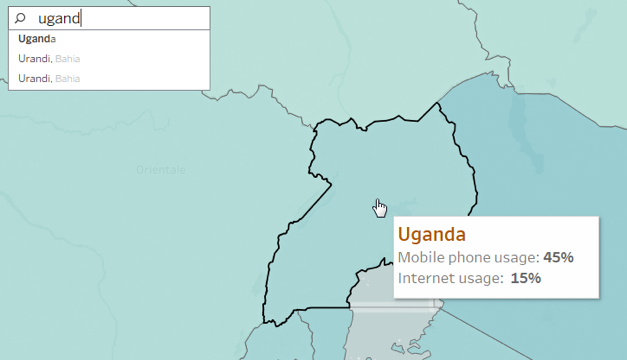 نقشه map - درصد اینترنت در اوگاندا