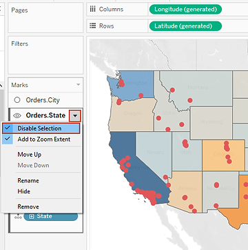 Disable selection in tableau map - (نقشه تبلو)