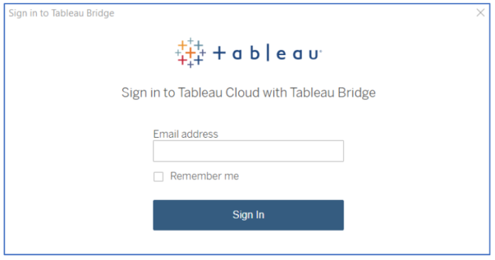 sign in to tableau bridge - تبلو